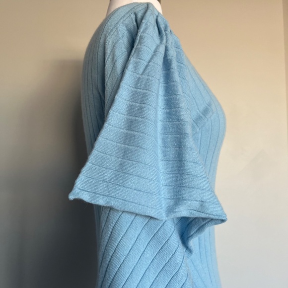 TED BAKER Bubless Extreme Puff Sleeve Knit Cocktail Blue Sweater Jumper Top - Picture 14 of 16